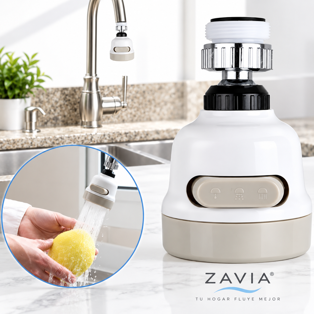 Adaptador Giratorio 360° Para Grifo - Zavia