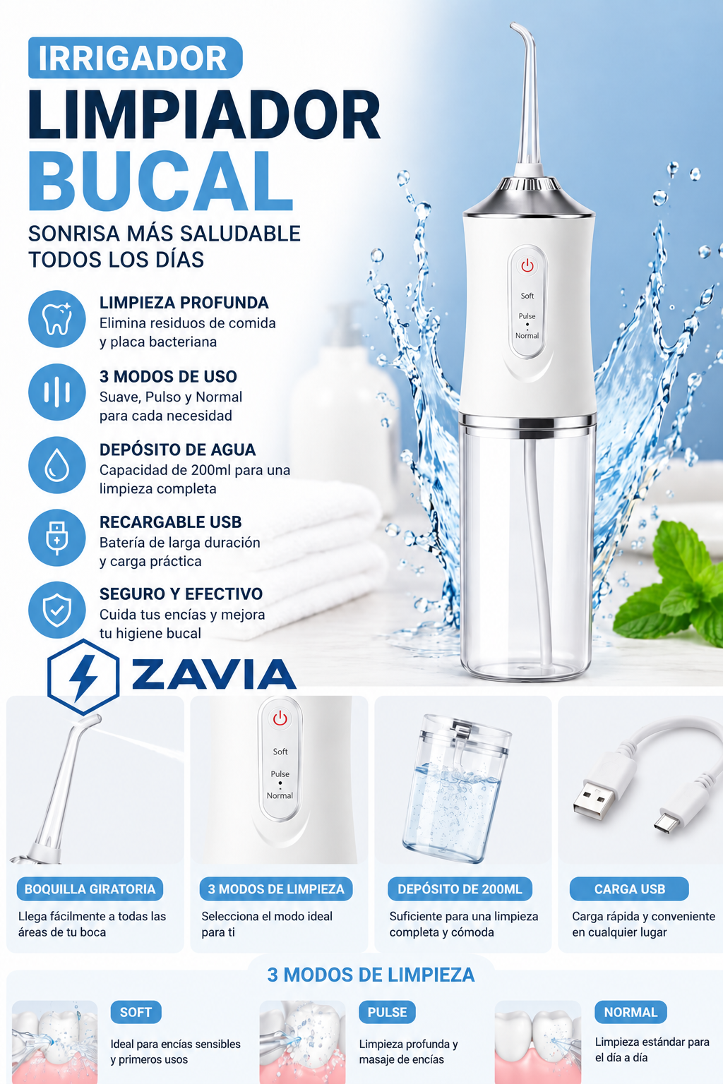 Limpiador IRRIGADOR BUCAL - Zavia